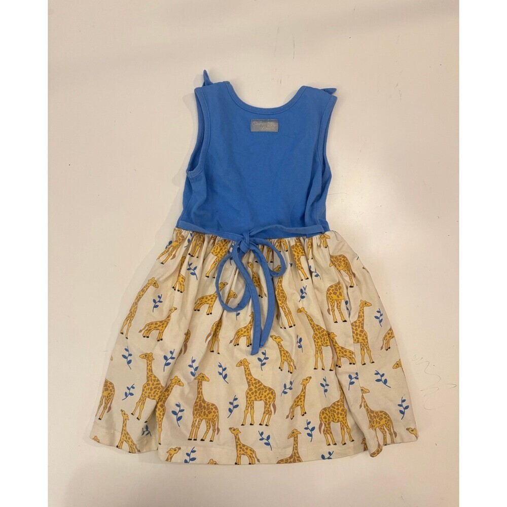 Eleanor Rose Girls Giraffe Dress Blue Ruffle Toddler Animal Print Summer Dress - Picture 2 of 6